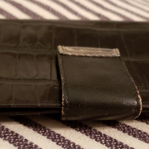 Fossil Bags Fossil Genuine Leather Croc Embossed Checkbook Wallet